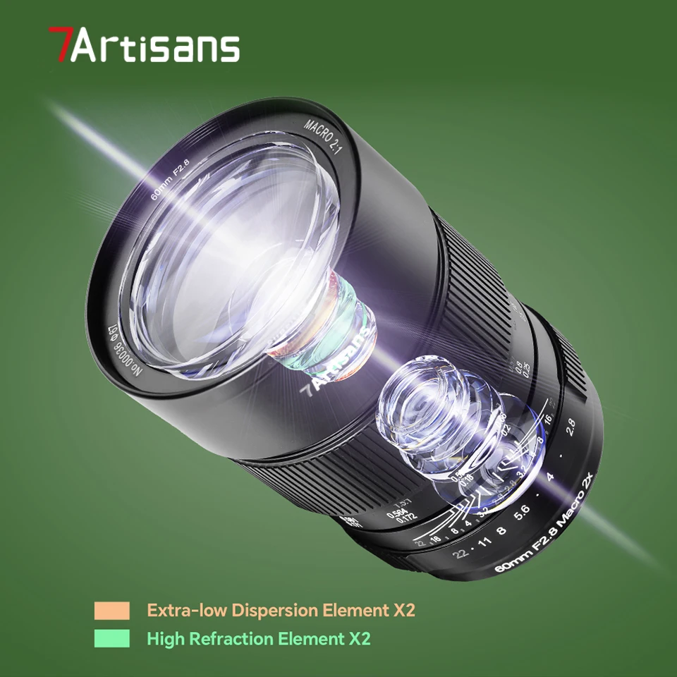 Lente Macro de fotograma completo de 7artisans MF 60mm F2.8 Macro 2x lente para fotografía Macro con Sony A7III Nikon Z50 Canon R5