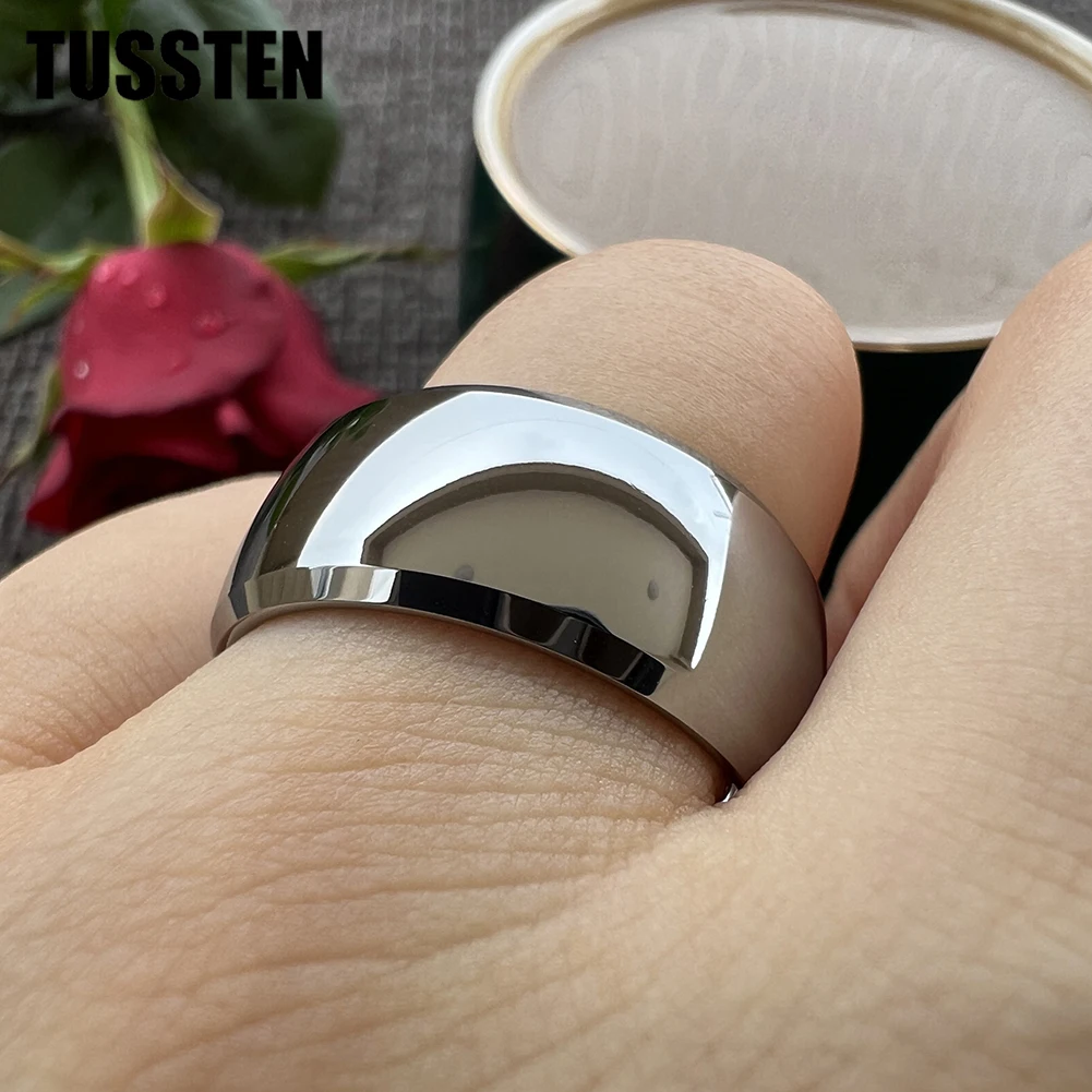 Dropshipping TUSSTEN 10MM Wedding Band Men Women Tungsten Carbide Ring Beveled Dome Polishing Finish  Comfort Fit