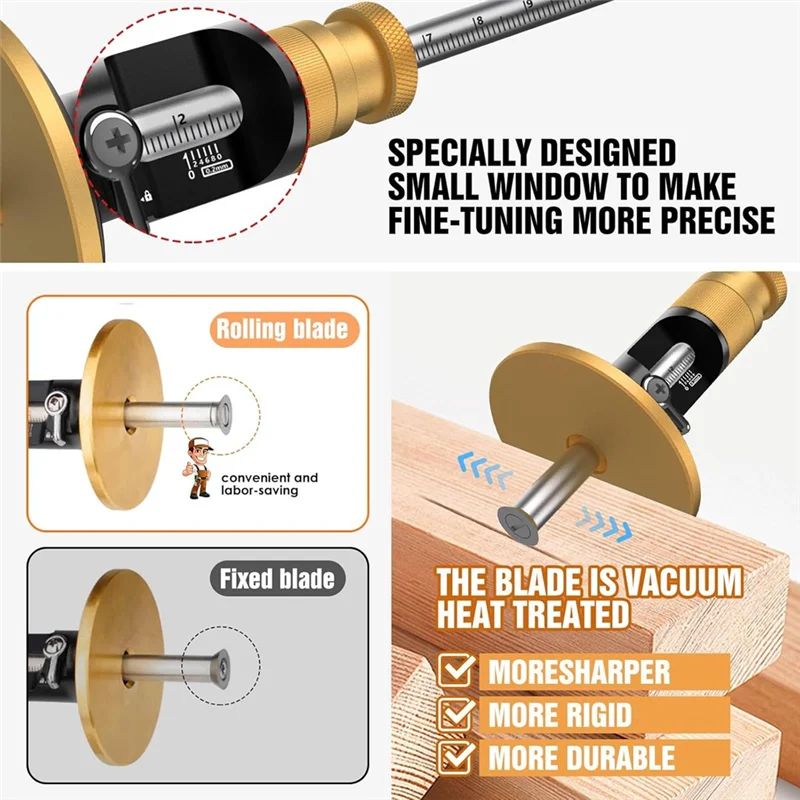 

【Recommend】Only Blade-Wheel Marking Gauge Rolling Blade, Woodworking Dovetail Scribing Gauge For Woodworking Projects (Blade 3Pc