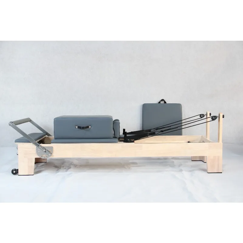 YTYIN Commercial Wood Pilates Reformer For Home Studio Durable Walnut Oak Maple With Microfiber Leather Jump Board Box