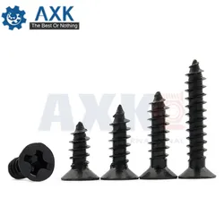 Axk 100Pcs Zelftappende Schroeven M1.7 M2 M2.3 M2.6 M3 Laptop Schroeven Computer Schroeven Kleine Philips Pan Hoofd Zwart carbon Staal