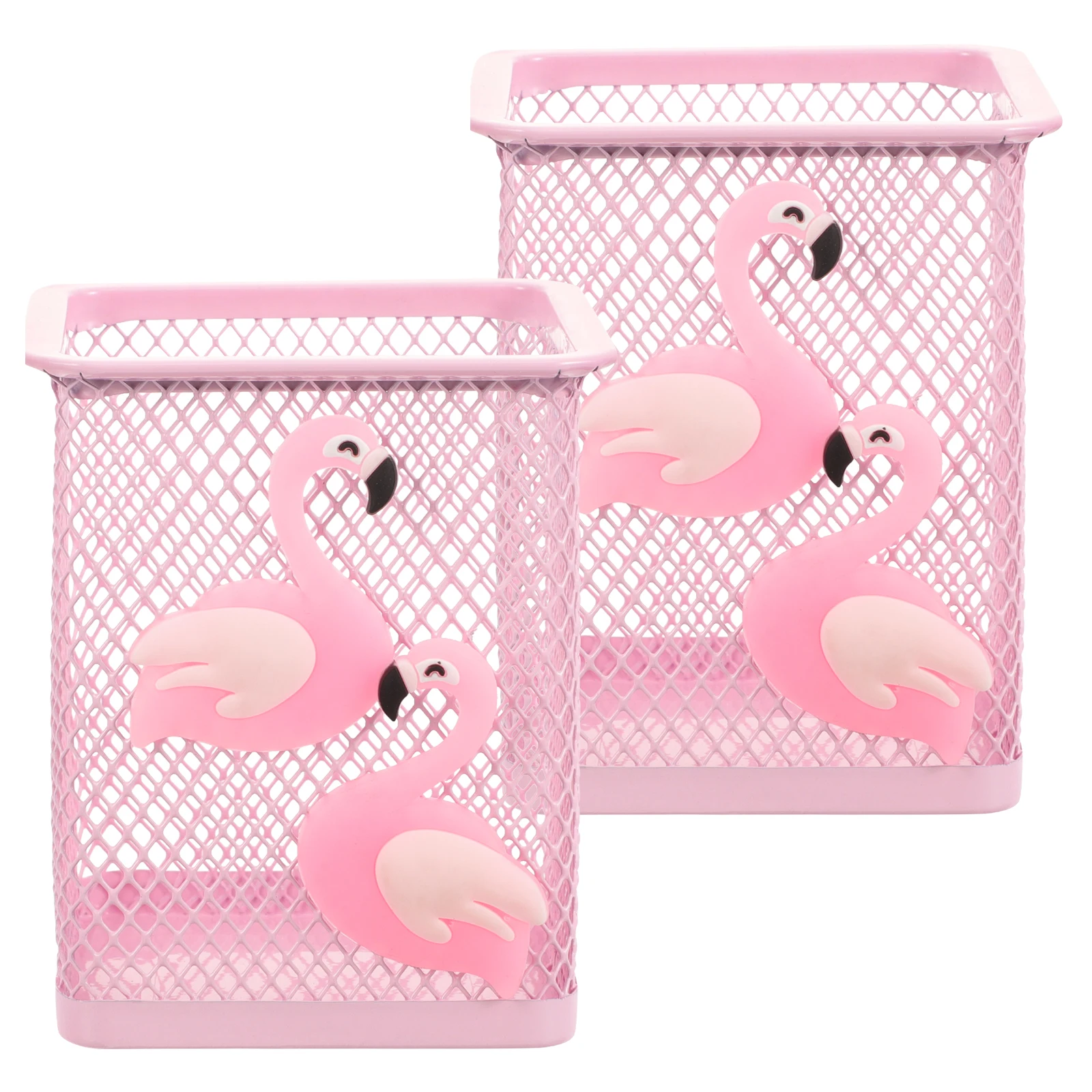 

2pcs Pen Holder For Desk Unique Mesh Pen Holder Square Bird Design Metal Desk Organizer for Pencils Brushes Storage