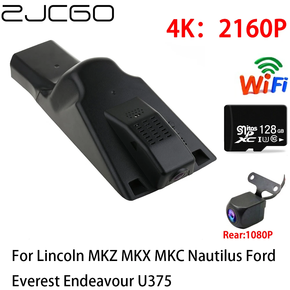 ZJCGO 2K 4K cámara de salpicadero DVR para coche Wifi cámara trasera delantera 2 lentes 24h para Lincoln MKZ MKX MKC Nautilus Ford Everest Endeavor U375