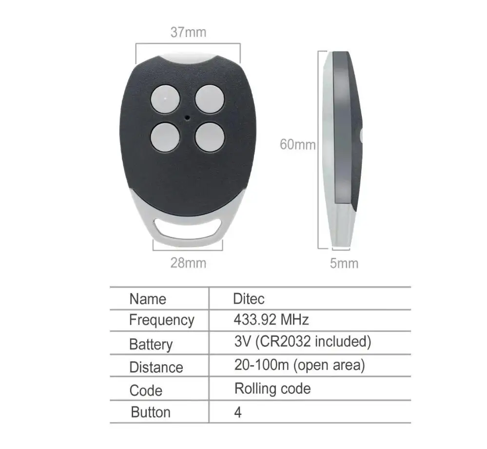 DITEC-ガレージドアオープナー,リモコン,433.92MHz,gol4,bixls2,bixlp2,bixlg4