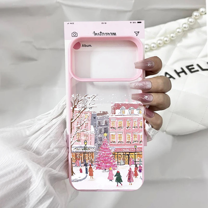 آيفون 17 برو شجرة عيد الميلاد نمط طباعة الحال بالنسبة آيفون 17 16 15 14 13 12 11 برو ماكس مشهد الثلوج للصدمات كوكه