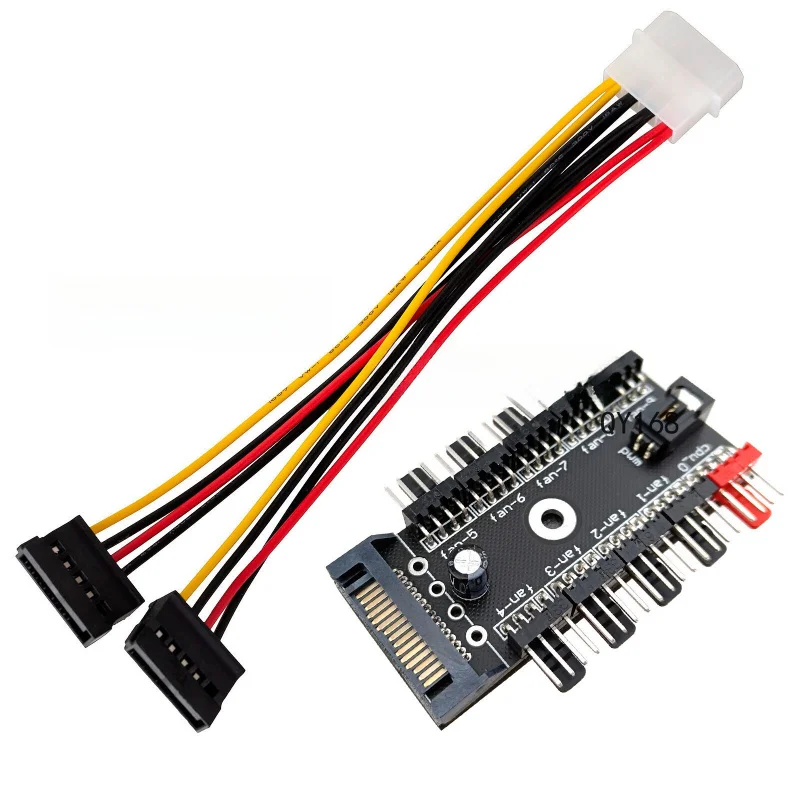 

Z PC Fan Splitter Hub 4pin 10 Way Adapter PWM Wire SATA Connector Power Y Cable