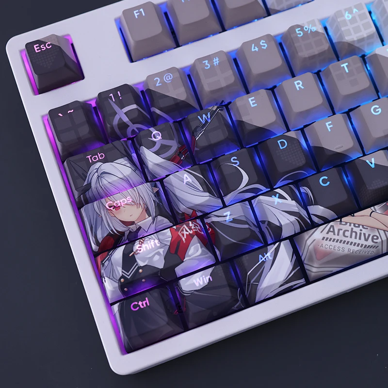 Siromi Iori 108 Keycap Blue Archive PBT DYE Sublimation Light Transmitting Switch Cross Key Cover for Mechanical Keyboard Gift