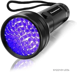 51LED 21LED 12LED UV 손전등, 블랙 라이트 손전등, UV 토치, 반려동물 소변 얼룩 검사, 395-400nm