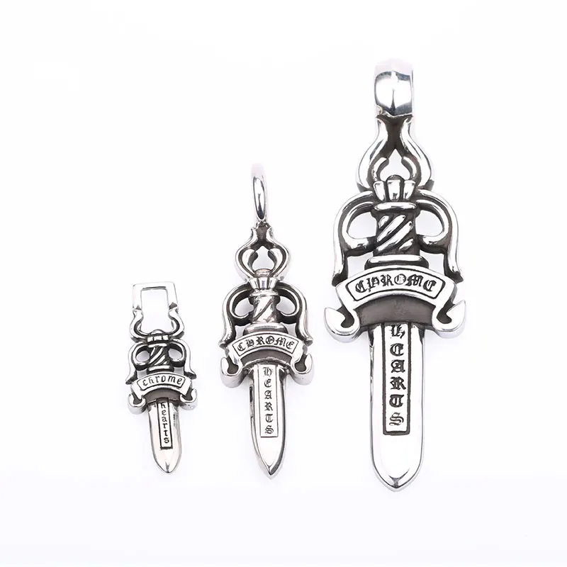 Hip-hop fashion dagger sword sword pendant 925 sterling silver fashion brand punk retro men and women single pendant hipster