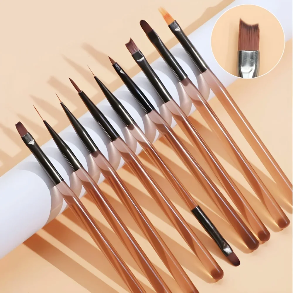 9PCS Nail Brush for Nail Art Design Nails Tip Display Painting Tool UV Gel DIY Painting Pen Liner Manicure Acrylic Drawing Brush