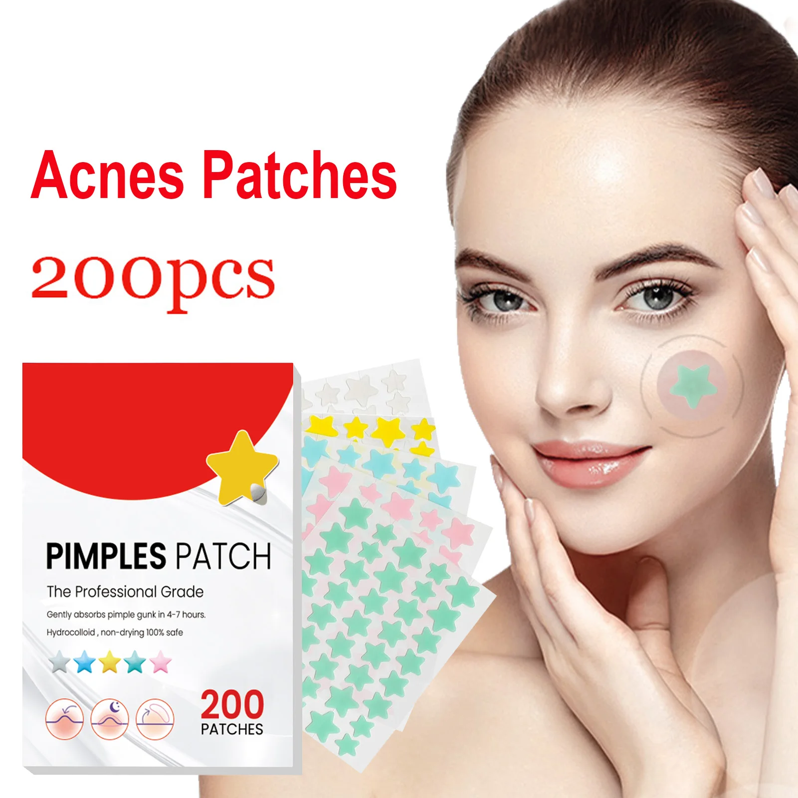 200pcs Repair Acne Patch Facial Skin Care Fade Blemishes Pimple Marks Closed Acne Blemishes Cover Acne Pimple Repair Patch