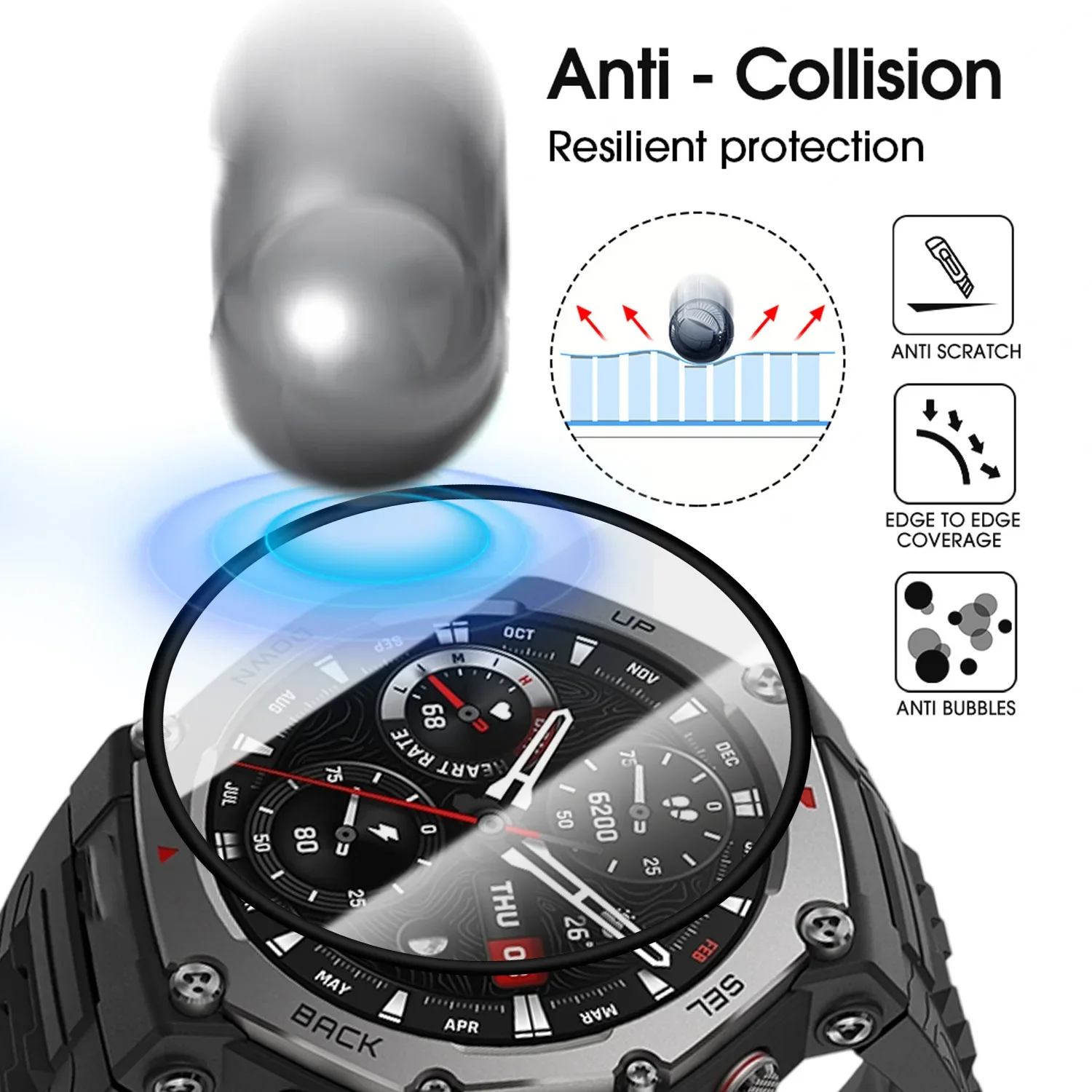 ل Amazfit Trex 3 Pro واقيات شاشة ناعمة مضادة للخدش HD واضح مضاد للكسر أفلام الساعة الذكية لـ Amazfit Trex 3Pro Notglass