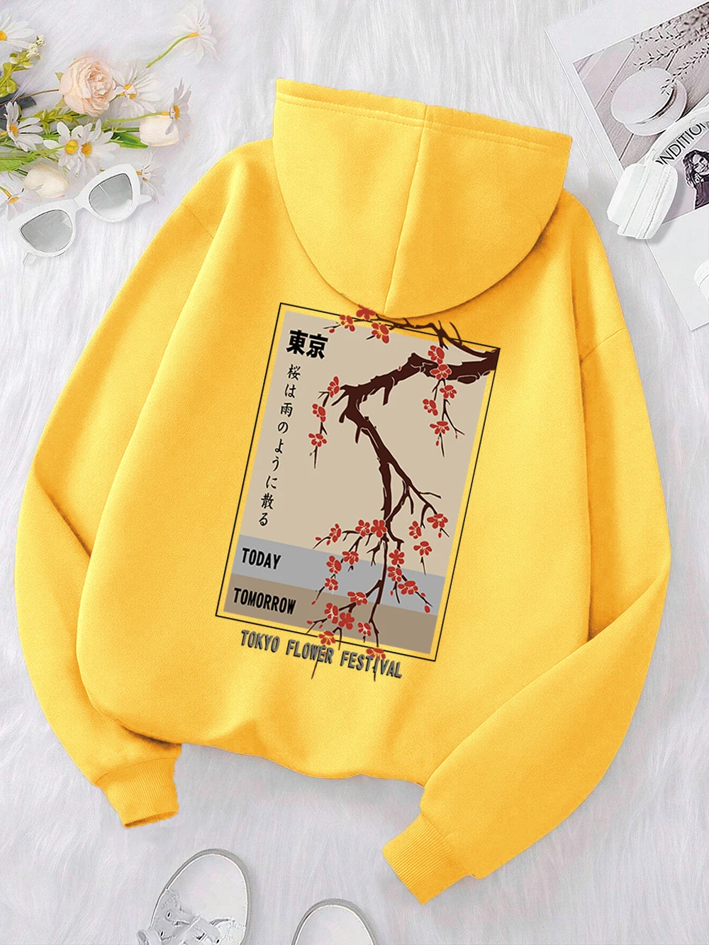 Today Tomorrow Tokyo Flower Festival Hoody Men Women Casual Warm Hoodies Fashion Loose Clothes Fleece Pullover Sweatshirt Couple — zdjęcie 4
