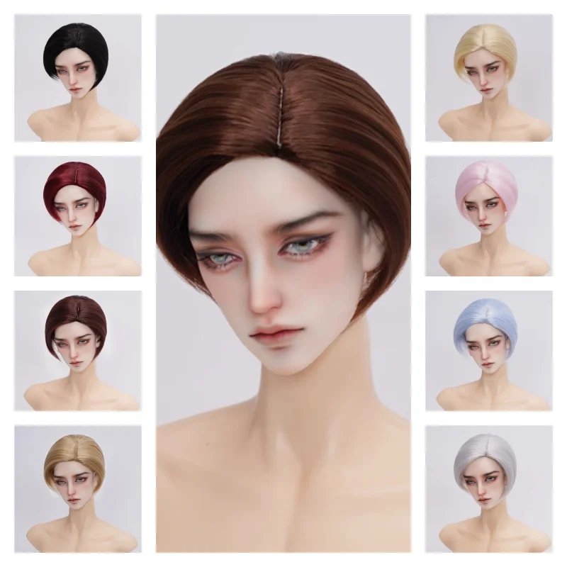 BJD Wigs Soft Short Hair for 1/3 1/4 1/6 Dolls SD MSD MDD YOSD Wigs Doll Grey Pink Brown Black Gold Wig