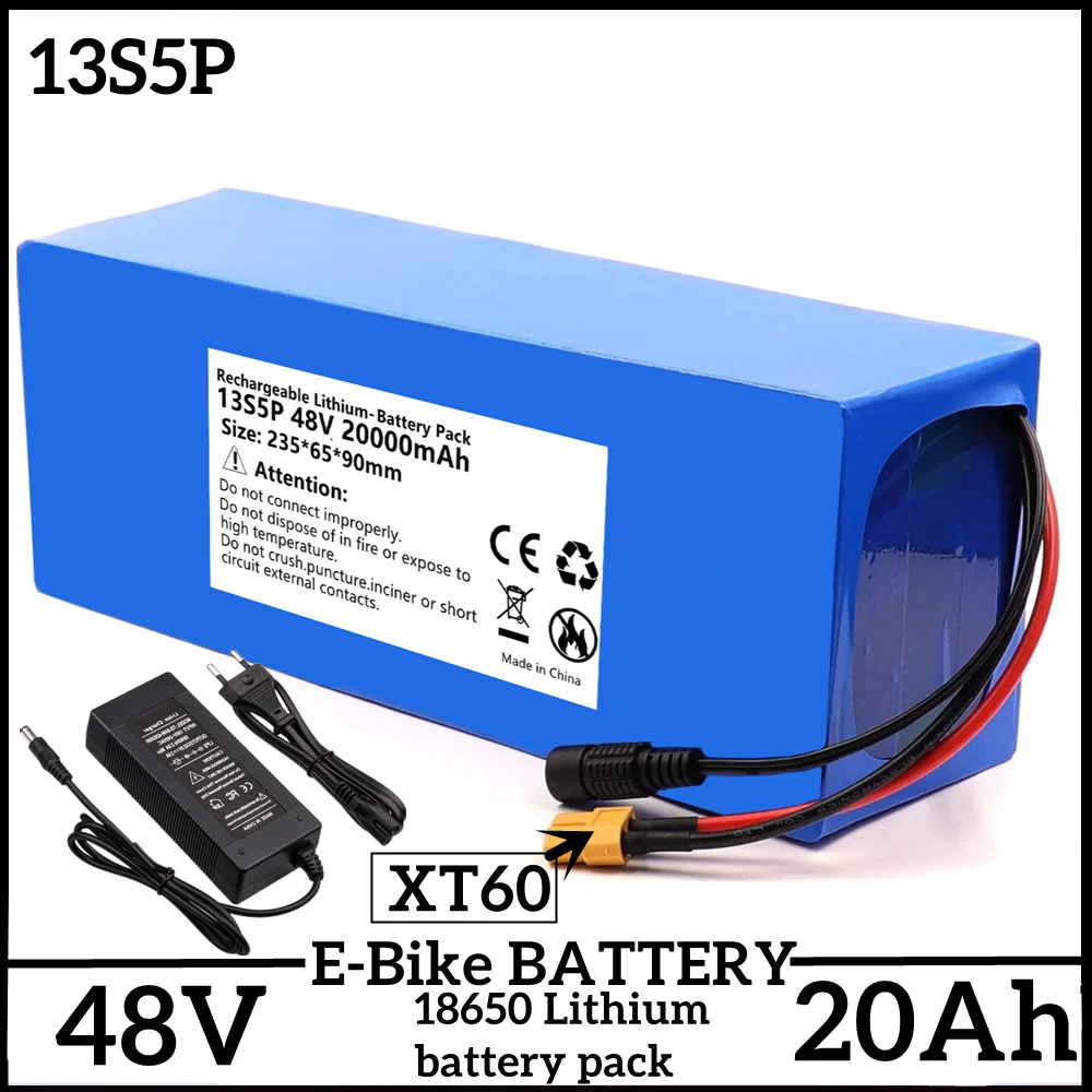 

48V 20Ah 13S5P Ebike Battery Customizable High Power Lithium-ion Battery Pack for Electric Tricycles Electric Bicycles with BMS