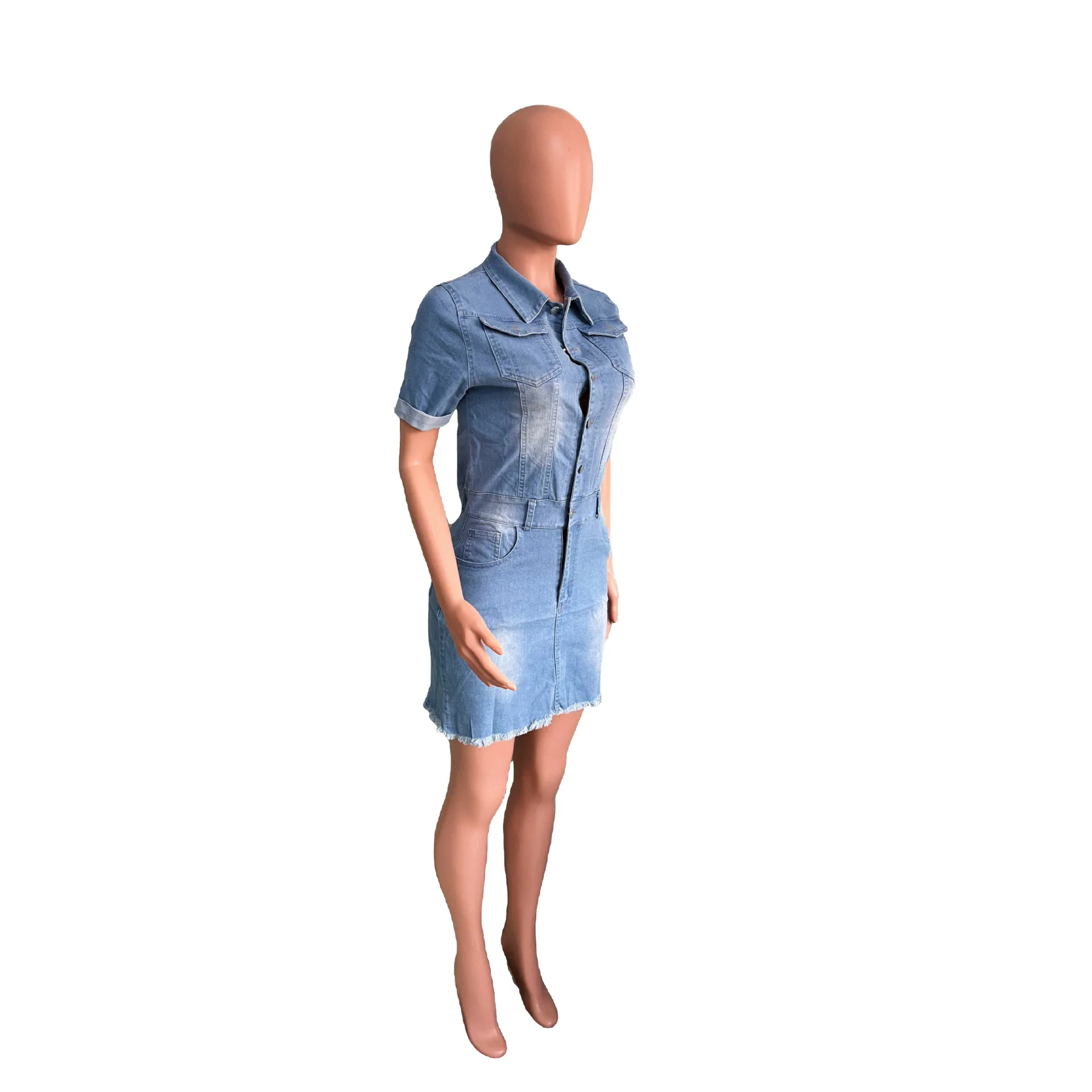 Women's Slim Denim Mini Dress, Hip Nightclub Dress, Sexy