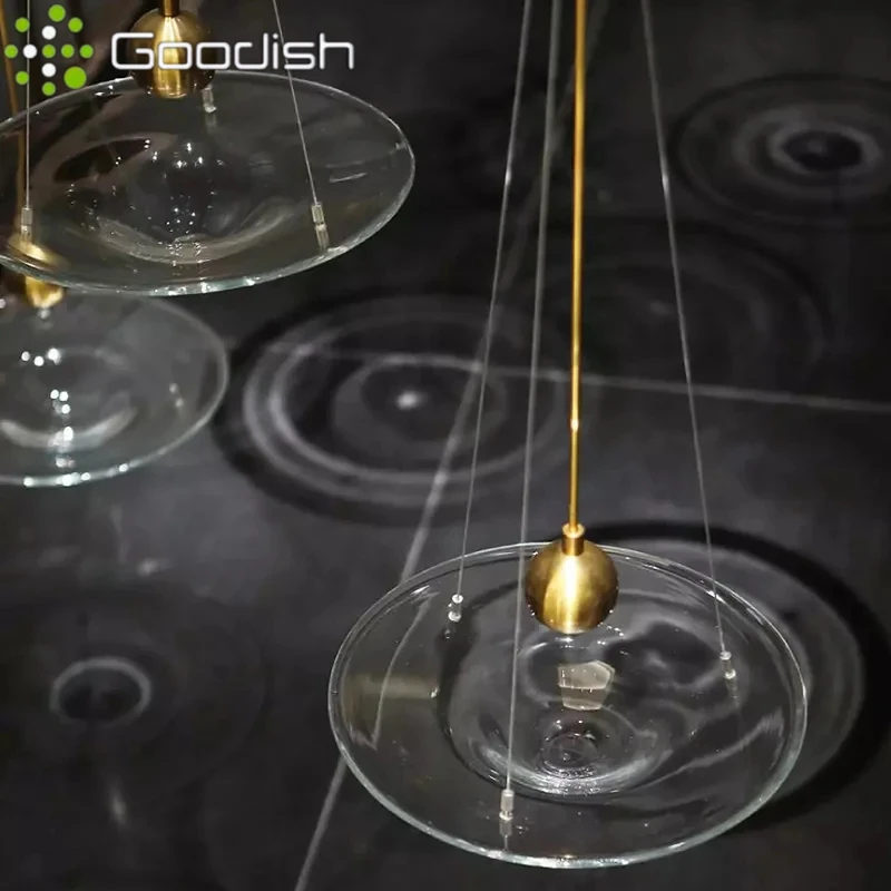 Estilo romântico moderno lágrima de vidro LED luzes pingente convenientes lâmpadas em forma de disco para ﻿ Lustres de decoração para casa de restaurante