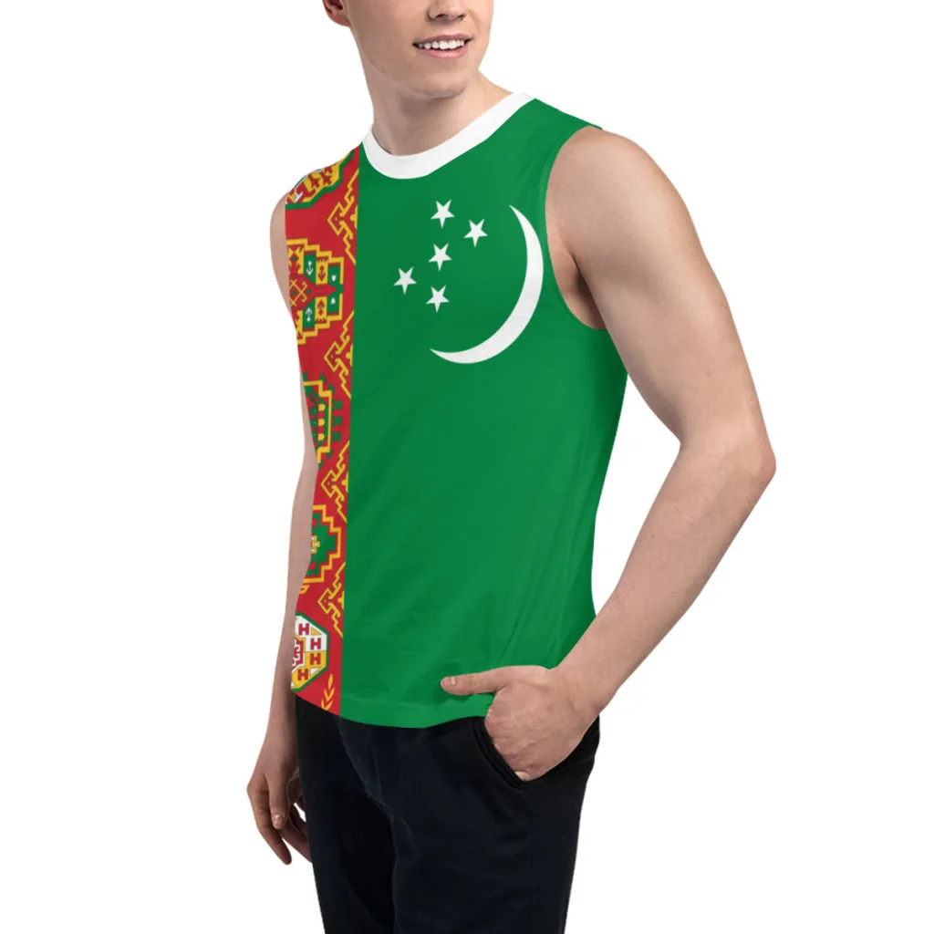 Sleeveless T-shirt Turkmenistan Flag 3D Men's Boys Tshirt Gyms Tank Tops Fitness Joggers Basketball Training Vest