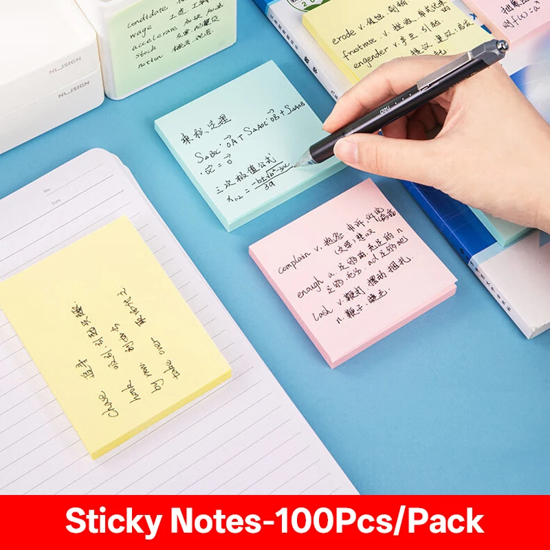 100 ピース/パック普通のカラークリエイティブ文具付箋メモ紙メモ帳 3*3 インチ