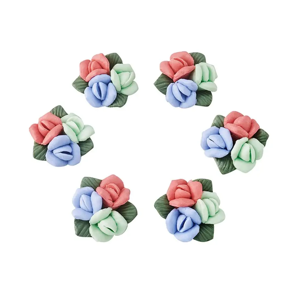 100 Stück handgemachte Porzellan Ton Rose Blume Charms Perlen Porzellan Cabochons DIY Schmuckzubehör Ohrstecker finden Herstellung