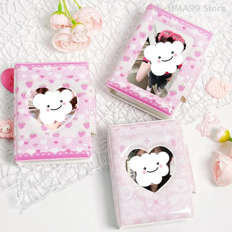 

Pink Photocard Binder Album Heart Hollow Photo Card Holder Photo Display Storage Bag Kpop Picture Albums Cartoon Chic Mini Album
