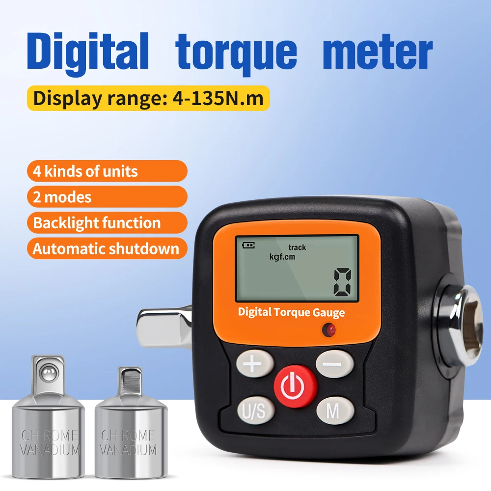 ANCG-135 Digital Torque Gauge 4-135N.m Adjustable Torque Tester LCD Display Torque Meter Wrench for Car Bicycle Maintenance