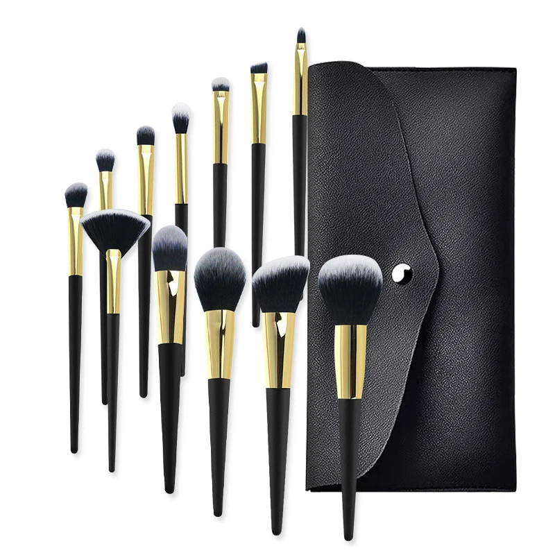 Venda quente portátil vegan compõem conjunto de escova pó fundação olhos escovas kit de pincéis de maquiagem com saco