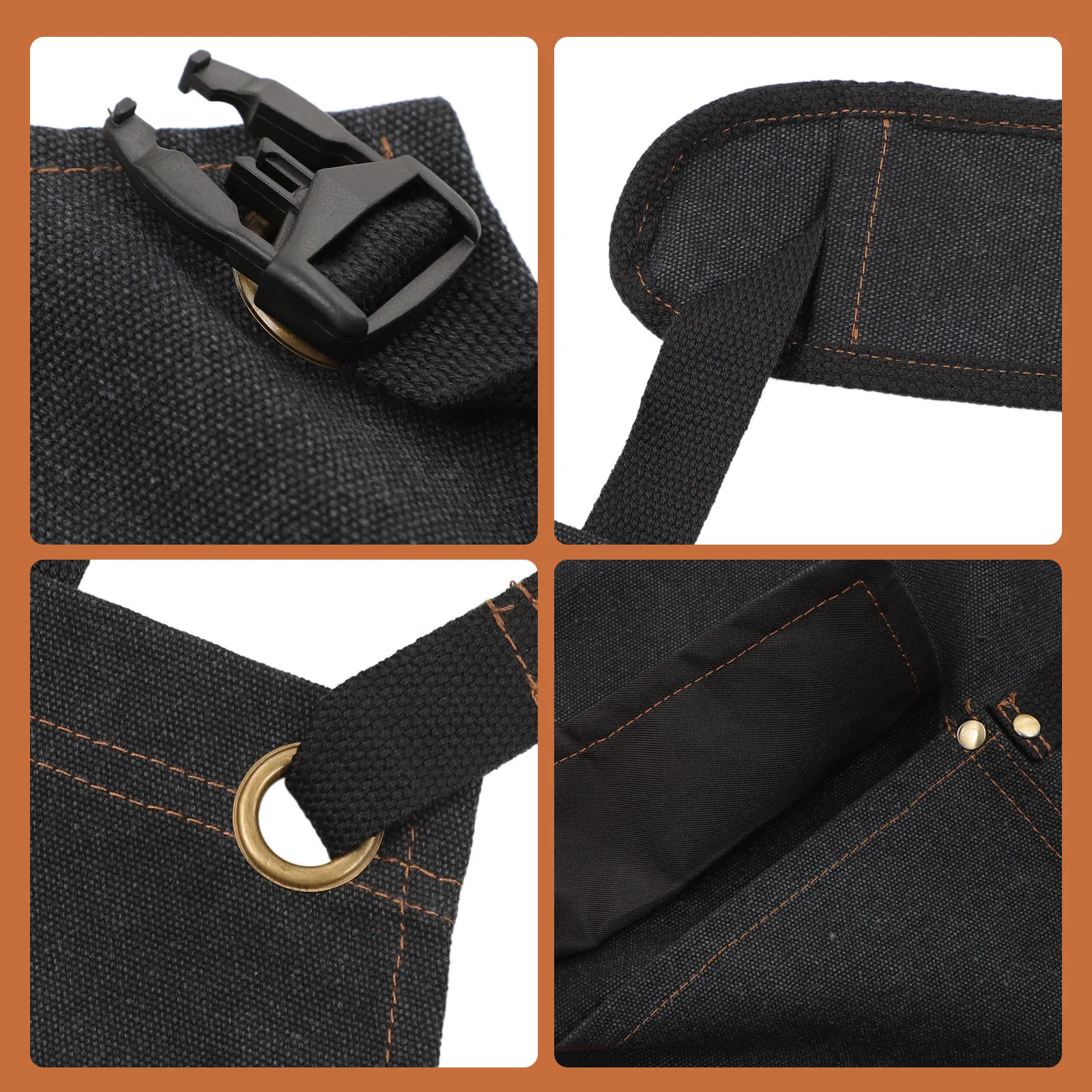 

Thickened Canvas Apron Waterproof Salon Chef Stylist 5 Pockets Unisex Cross Strap Design Hairdresser Gifts