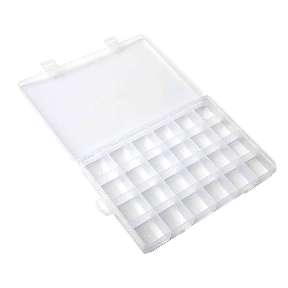 Transparent 24 Grid Storage Box Organizer 19cmx13cmx2.5cm For Rings&Beads&Pills&Jewelry&Cosmetics&Medicines Home Storage Box