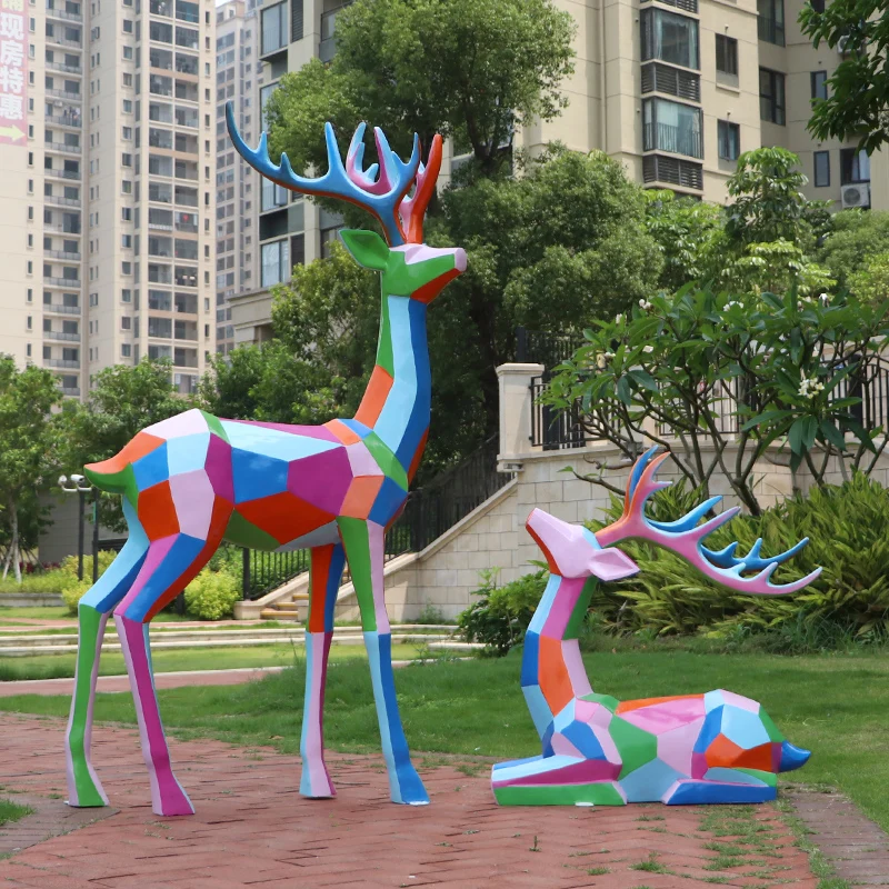 

Deer Animal Garden Statues Tall Big Terrace Trendy Creative Landscaping Molds Sculptures Artificial Jardim Garden Decorations
