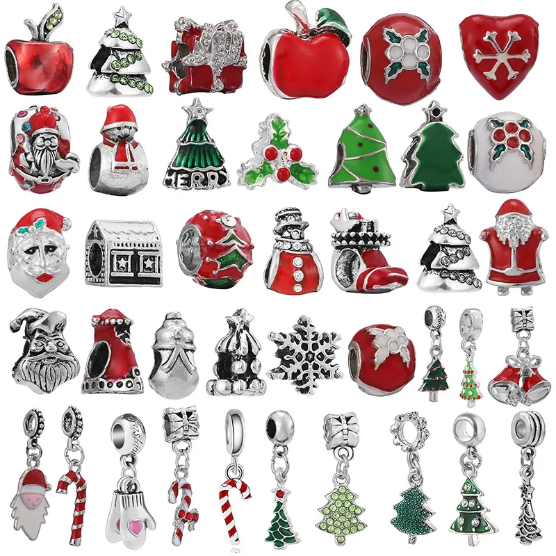 2024 New Silver Plated Christmas Series Beaded Pendant Charm Beads For Pandora DIY Bracelet Necklace Jewelry Accessories Gifts ﻿