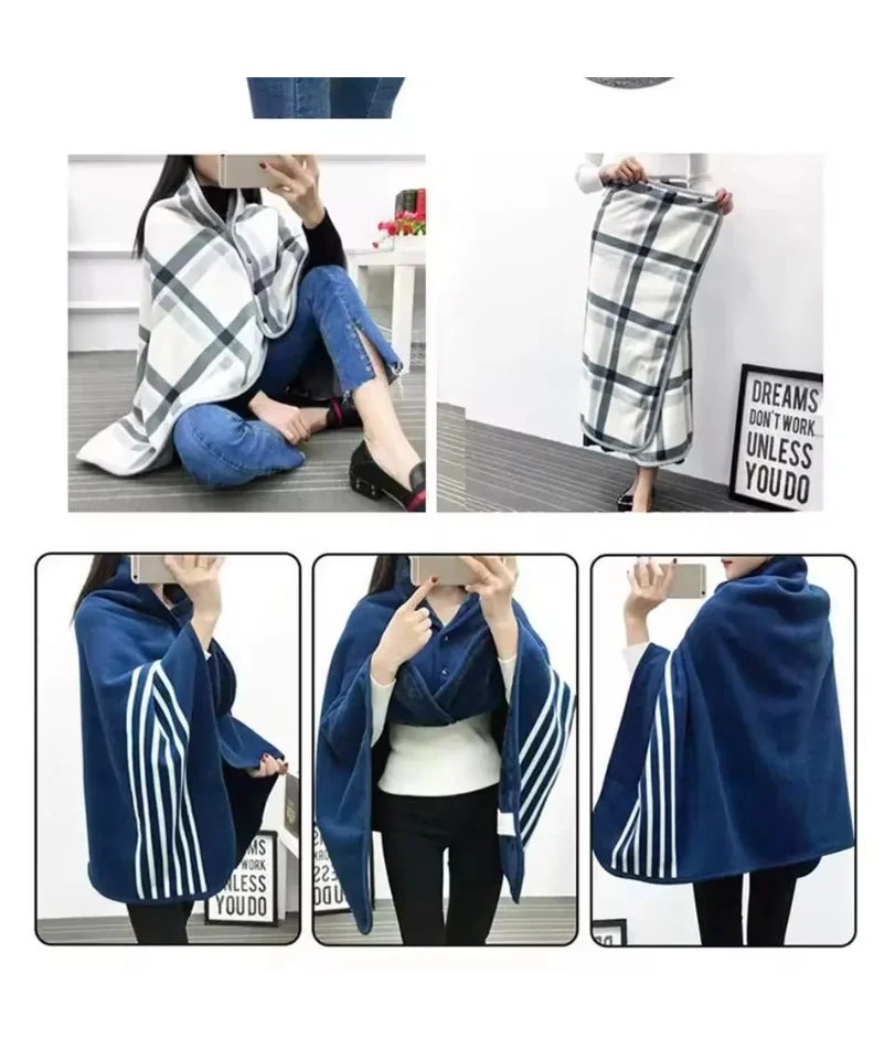 

Flannel Snap Blanket Office Wearable Home Decor Outdoor Travel Supplies Multi-function Plaid Multi-style Shawl Lazy Leisure