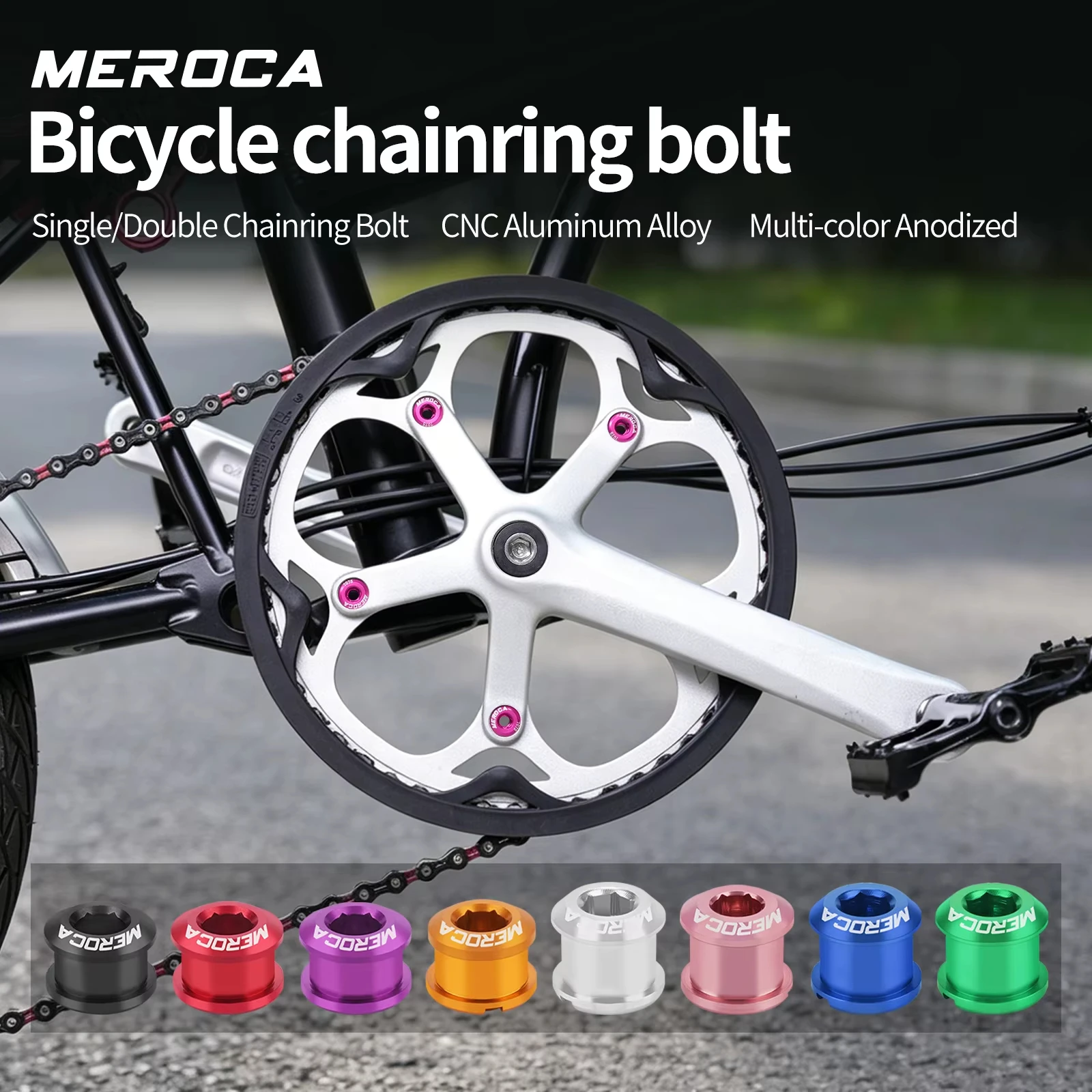 MEROCA 5pcs Bicycle Single Double Chainring Bolts Crankset Chainring Screws for Folding Bikes Mtb Road Bike Parts Aluminum Alloy