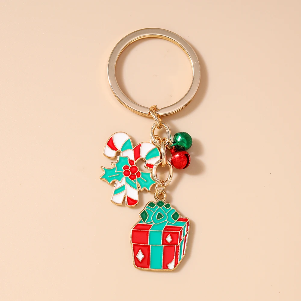Leslie Niedlicher Weihnachts-Schlüsselanhänger Weihnachtsglocke Zuckerstange Weihnachtsmann Baum Schlüsselanhänger für Frauen Weihnachtsparty Schmuck Geschenke – Detail 8