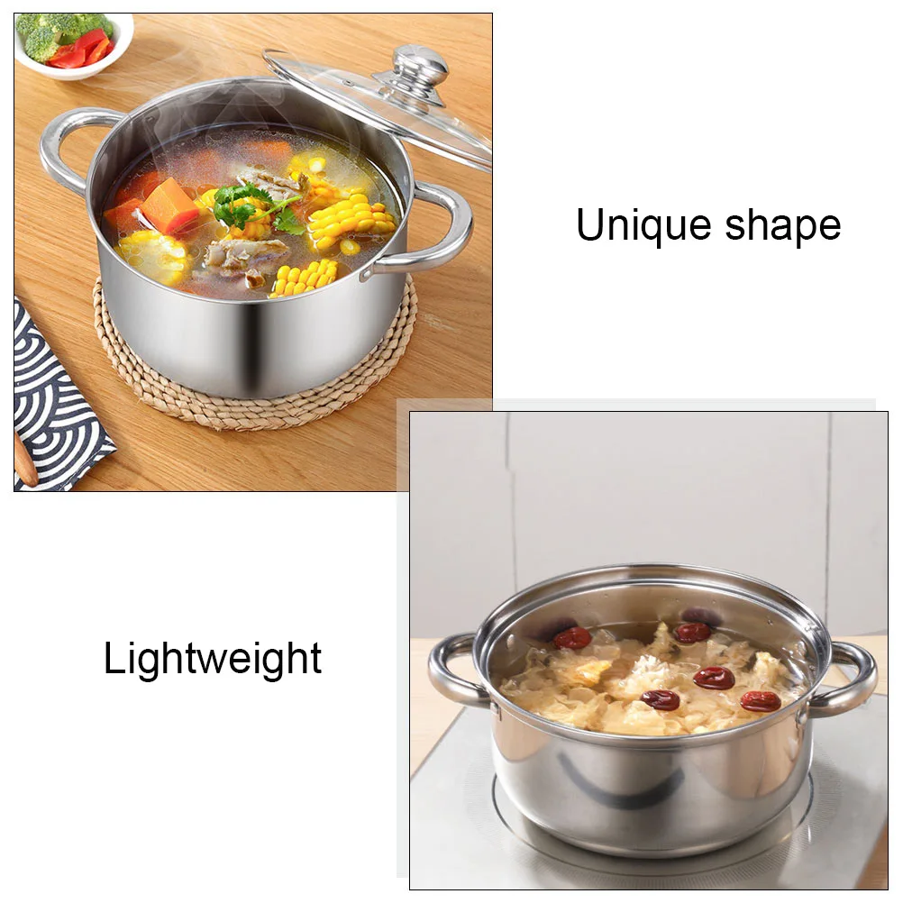 

1Pcs Household Soup Pot Stainless Steel Material Corrosion Resistance Brushed Surface Finish Crimping Design Steam Pot for Food