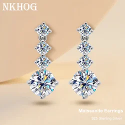 NKHOG S925 Silver Moissanite Drop Earrings For Women 2.6 Carat D Color VVS1 Moissanite Diamond Engagement Wedding Jewelry Gift