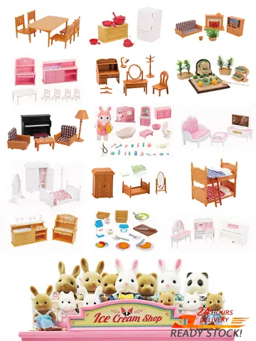 Dollhouse Miniature Accessories 1/12 Forest Family Home Furniture Collection Set Kitchen Cooking Pots For Children Girls Gift