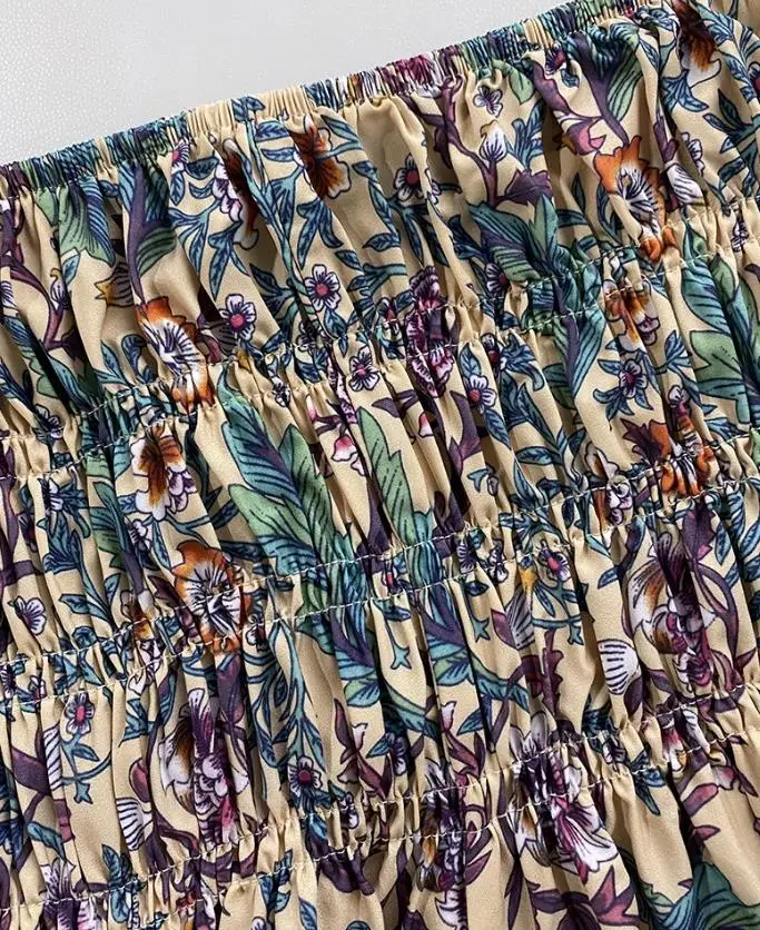 Printed high waisted elastic shirt shorts for women's fashionable and casual floral vacation shorts, new for summer 2025