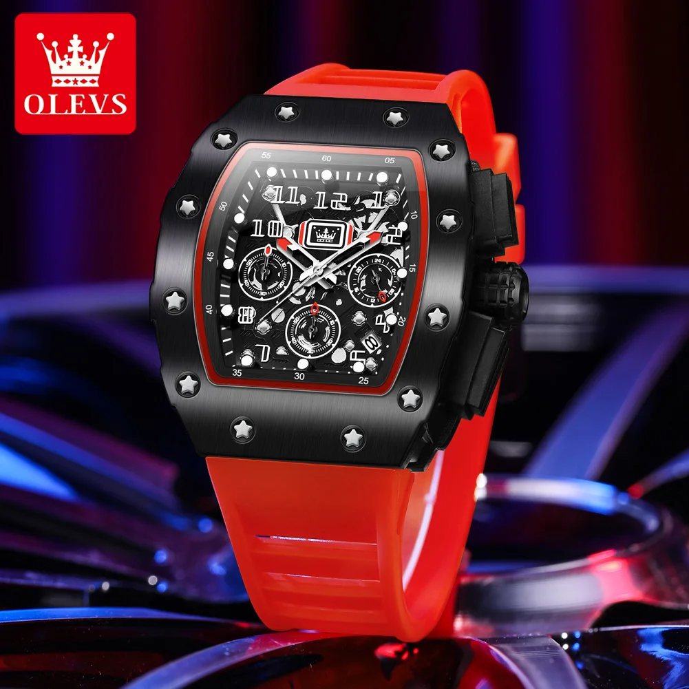 OLEVS 3608 Fashion Brand Original Quartz Movement Wristwatch New Rubber Strap Luminous Display 30m Waterproof Date Window Watch