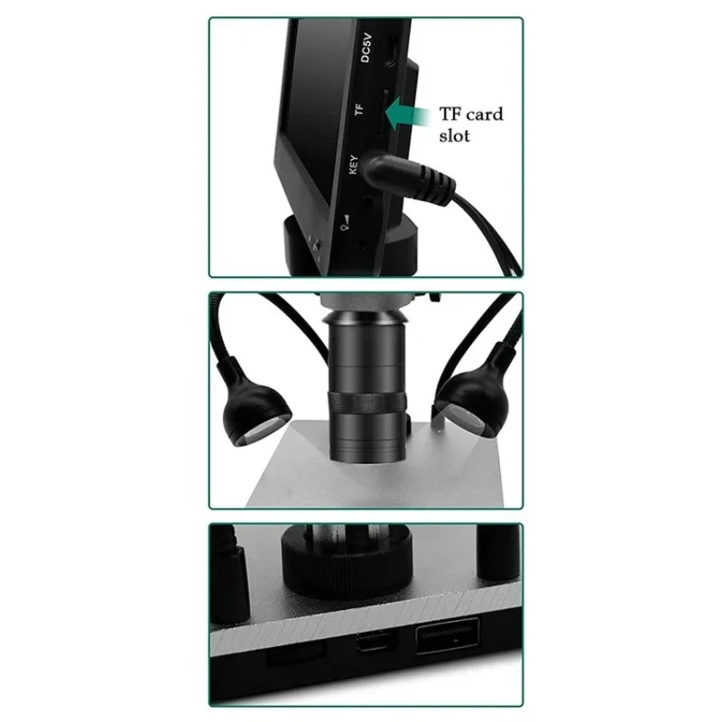 7 Inch Lcd Display Portable Continuous Zoom Desktop Screen Magnifier 1200x Digital Microscope