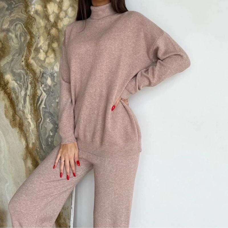 2025 Fashion CHIC Fall/Winter Wide Wildberries Women's Knitwear High Neck Soft Sweater Set