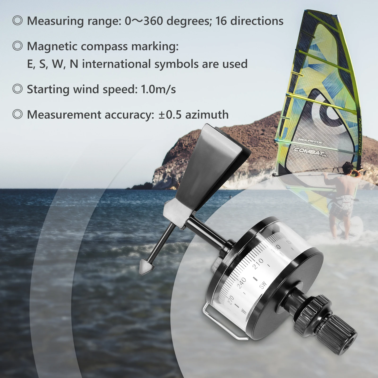 Wind Direction Sensor Campass 360 Degrees 16 Directions Using with Anemometer Data Accuracy for Sailing Electricity Outdoors