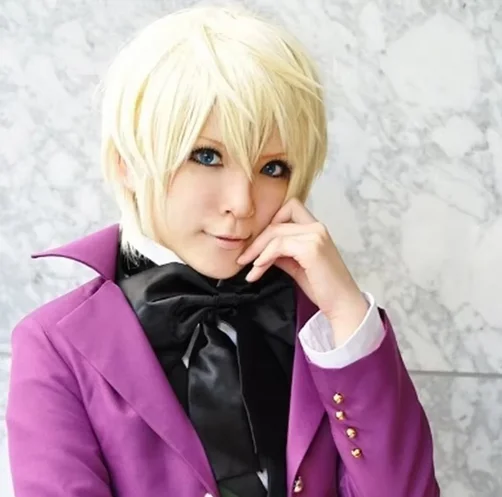 Short Cosplay Wig Anime Alois Trancy Kuroshitsuji Black Butler Heat Resistant Hair Light Blonde Wigs Party Peruca Pelucas