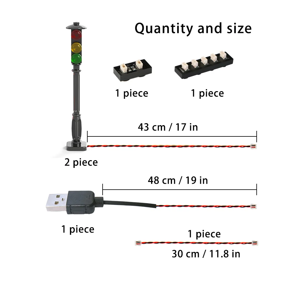 2PCS Building Block Parts Traffic Lights For Lego Moc  Flashes Automatically Simulation Brick Blocks Led Combination Toys