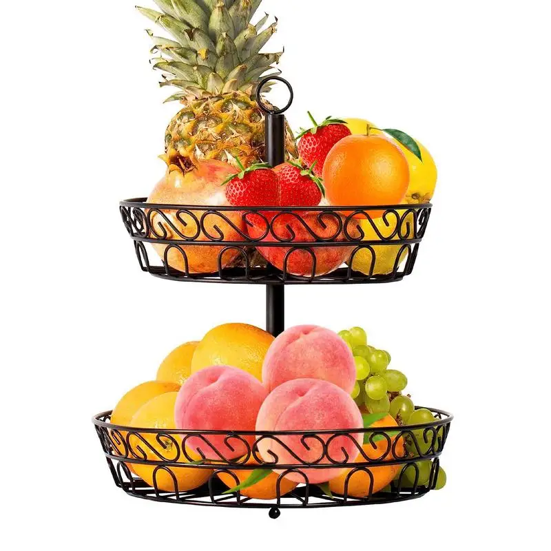 

Fruit Basket Stand 2 Tiered Fruit Basket Large Detachable Fruit Basket For Kitchen Hollow Kitchen Fruit Basket Stand Fruit