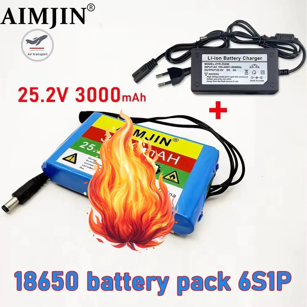 

6s1p 18650 rechargeable lithium battery pack 24V 3Ah, suitable for 25.2v battery with bms+charger
