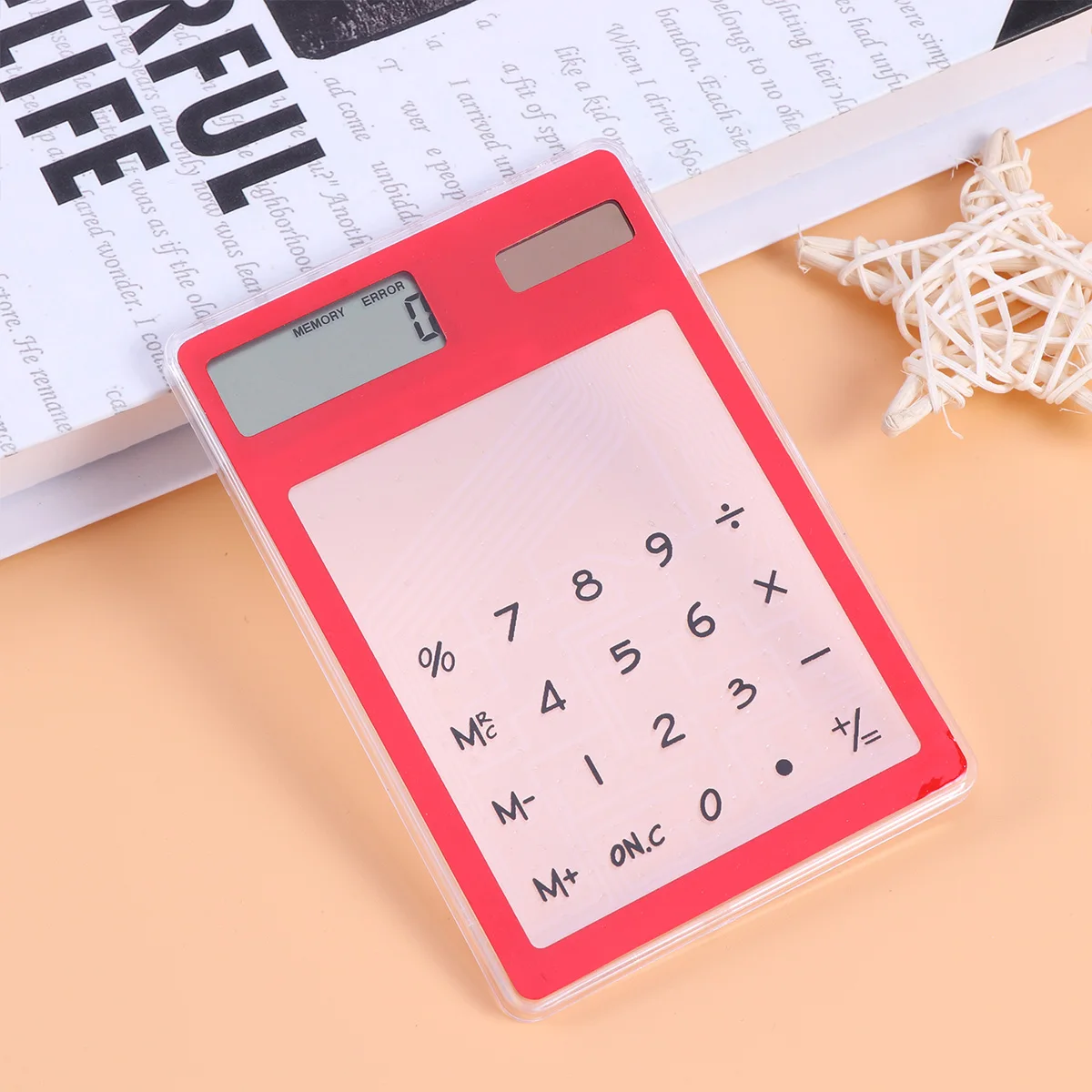 Ultra Thin Solar Calculator Mini Portable Touch Screen Students School Office 8 Digits Display Lightweight Compact Size Easy