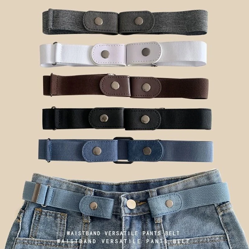 

Buckle-Free Waist Belt For Jeans Pants No Buckle Stretch Elastic Waist Belt For Women Men No Hassle Belt