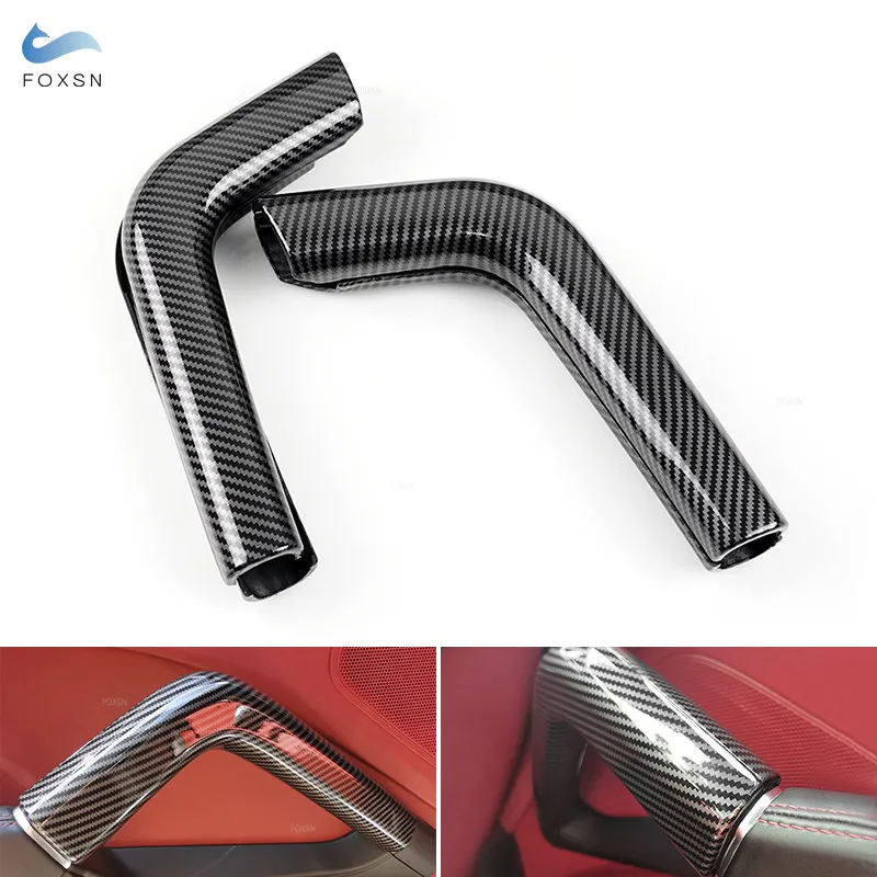 Car Central Handle/Door Handles Panel Pull Cover ABS Carbon Texture Trim For Porsche Cayenne 2011 2012 2013 2014 2015 2016 2017
