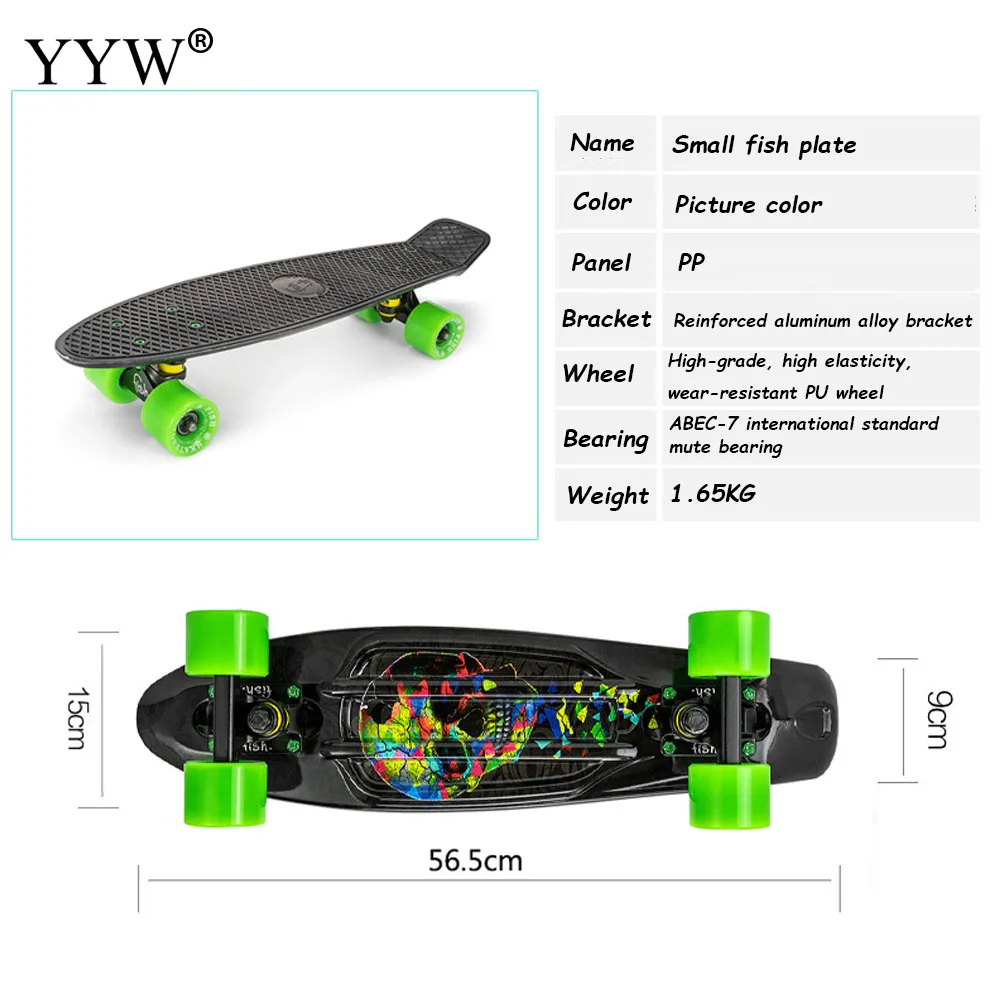 22 inch Skateboarders Beginner Adult Kids Cool Rocker Skateboard PU Plastic High Speed Drift Skateboard Complete Skate board